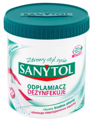 SANYTOL Odplamiacz dezynfekujący w proszku do białych kolorowych tkanin450g