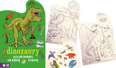 Kolorowanki na każdą pogodę. Dinozaury kolorowanka z naklejkami