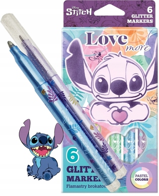 Flamastry pisaki z brokatem pastelowe 6-kol Stitch brokat pastel