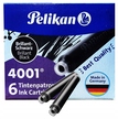 Naboje do piór krótkie czarne PELIKAN (6szt)