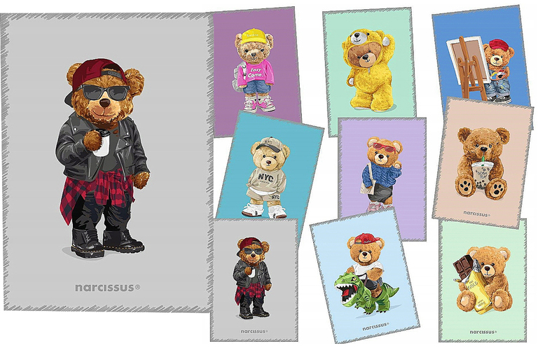 Zeszyt szkolny A5 60 kratka Miś Teddies margines trwała okładka Misie w kratkę (1)